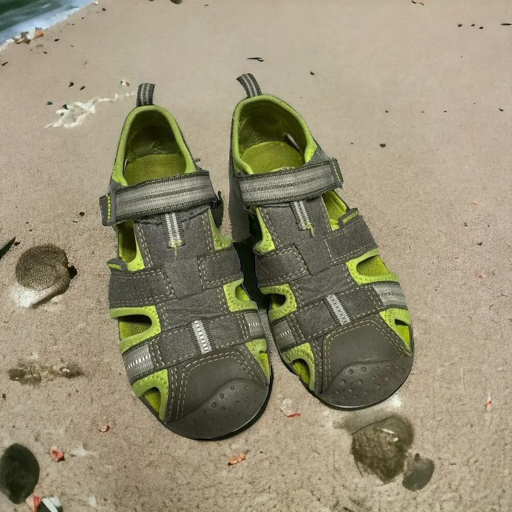Pediped Unisex Kids Shoes Sz 11 11.5 28 Flex Sahara Gray Lime Water Safe Boys